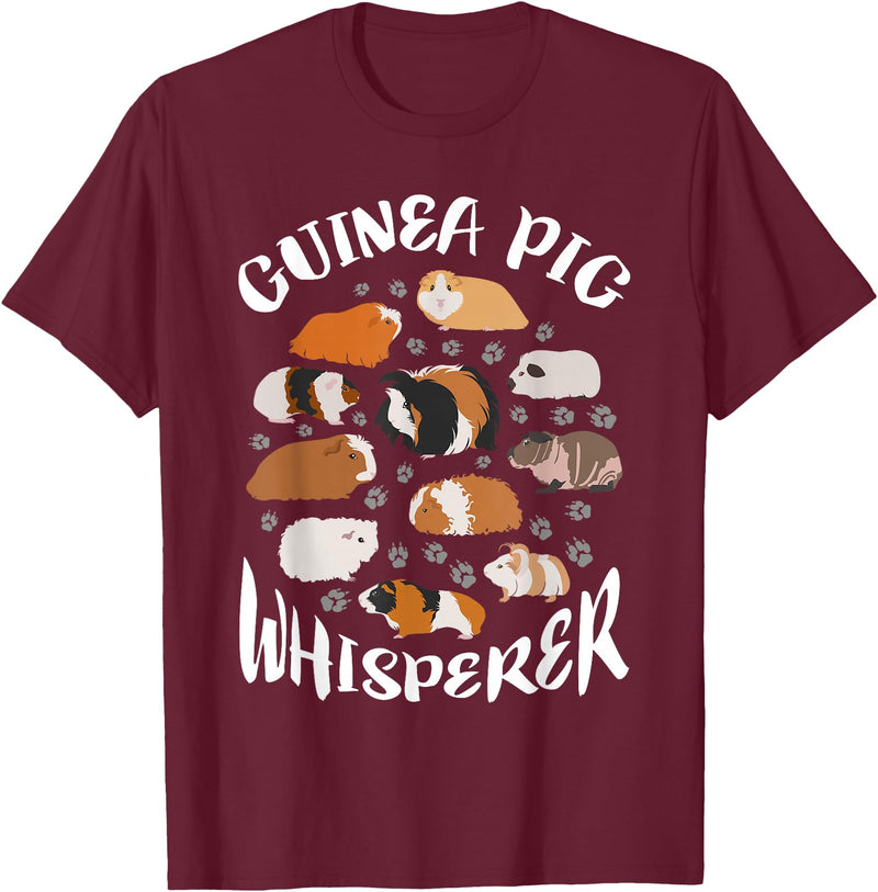 Guinea Pig Whisperer Funny Gift Guinea Pig Lover Shirt T-Shirt - Burgundy