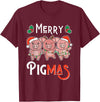Discover Christmas Pun Animals Here Merry Pigmas Pun Pig Christmas T-Shirt - Burgundy