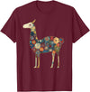 We Love Llamas & Alpacas - Peru Souvenirs Co. Llama Alpaca Floral Colorful Flowers Peru Peruvian Souvenir T-Shirt - Burgundy