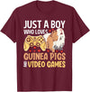 Guinea Pig Gifts for Gamer Co. Just a Boy Who Loves Guinea Pigs and Video Games Gaming T-Shirt - Burgundy