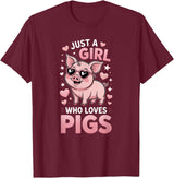 Pig Shirts & Gifts for Girls Girls Pig T-Shirt - Burgundy