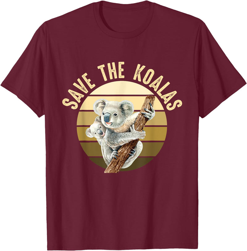 Save the wildlife of Australia Save the Koalas Koala Koala Bear Australia Rescue Protect T-Shirt - Burgundy