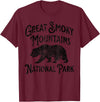 Great Smoky Mountains National Park Tennessee USA Great Smoky Mountains National Park Tennessee Hike Bear T-Shirt - Burgundy