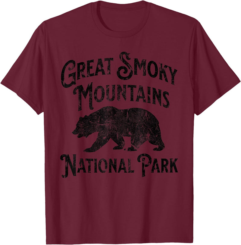 Great Smoky Mountains National Park Tennessee USA Great Smoky Mountains National Park Tennessee Hike Bear T-Shirt - Burgundy