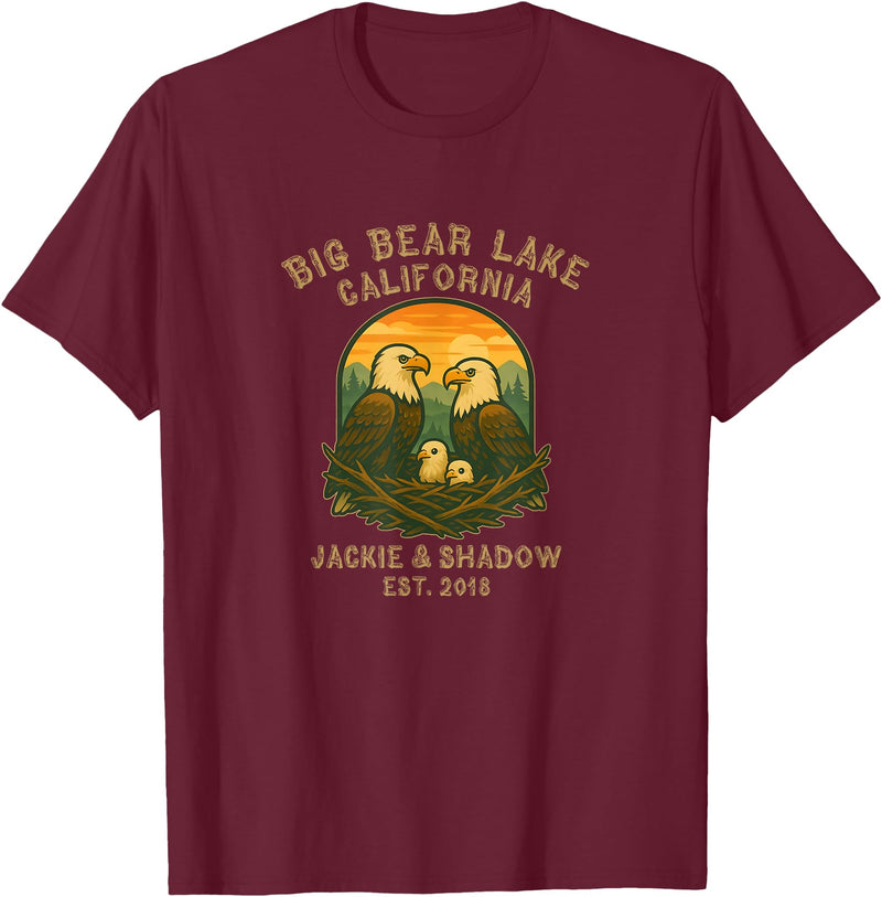 Big Bear Lake Eagles California Big Bear Lake California Eagles Jackie and Shadow T-Shirt - Burgundy