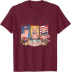 Farmer 4th Of July Costume 1776-2026 Proud 250th Freedom 4th July Three Cute Pigs T-Shirt - Burgundy