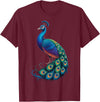 Peacock Peafowl Colorful Bird Peacock Illustration T-Shirt - Burgundy