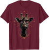 Safari Animal Art Giraffe with Sunglasses Graphic Safari Giraffe Animal Lover T-Shirt - Burgundy