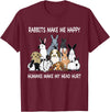 Rabbits Make Me Happy Humans Make My Head Hurt Funny T-Shirt in Burgundy