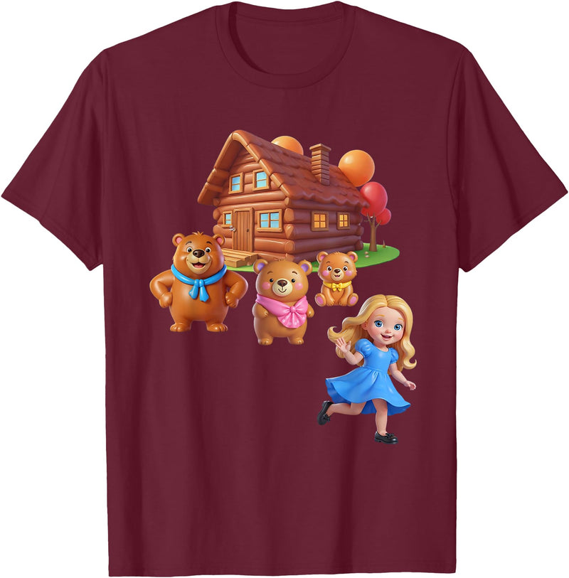 Storybook & Fairytale World Book Day Costumes Goldilocks and the Three Bears Costume for Women, Men, Kids T-Shirt - Burgundy