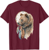 More Tribal Native American Totem Animal Art Bear Tribal Watercolor Bear Dream Catcher T-Shirt - Burgundy