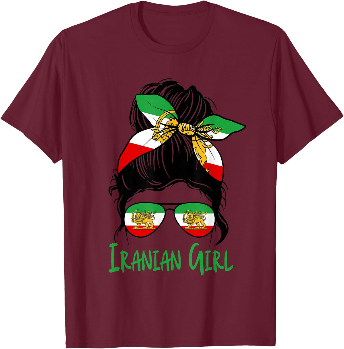 Iran For Women Iranian For Girl Flag Lion Persian T-Shirt - Burgundy