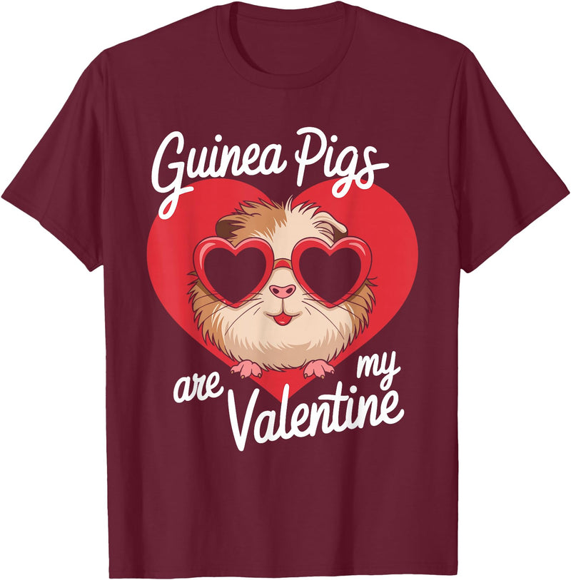 Funny Guinea Pig Lover Apparel for Kids Women Guinea Pigs Are My Valentine Cute Rodent Valentines Day T-Shirt - Burgundy