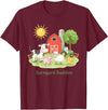 Little Barnyard Farm Apparel For Toddler & Kids Barnyard Buddies Cute Cow Sheep Pig Hen On The Farm Barnyard T-Shirt - Burgundy