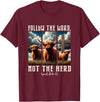 Follow The Word Not The Herd Christian Western Highland Cow T-Shirt - Burgundy