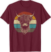 Scottish Highland Cow Lovers men woman kids Scottish Highland Cow Cattle Hairy Cow Retro for Cow Lovers T-Shirt - Burgundy