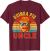 Rodent Father's Day Costume Vintage Retro Guinea Pig Uncle Cute Guinea Pig Sunglasses T-Shirt - Burgundy