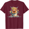 KAEDAM Gifts: Highland Cows Cute Baby Highland Cow Calf Love Spring Pastel Novelty T-Shirt - Burgundy