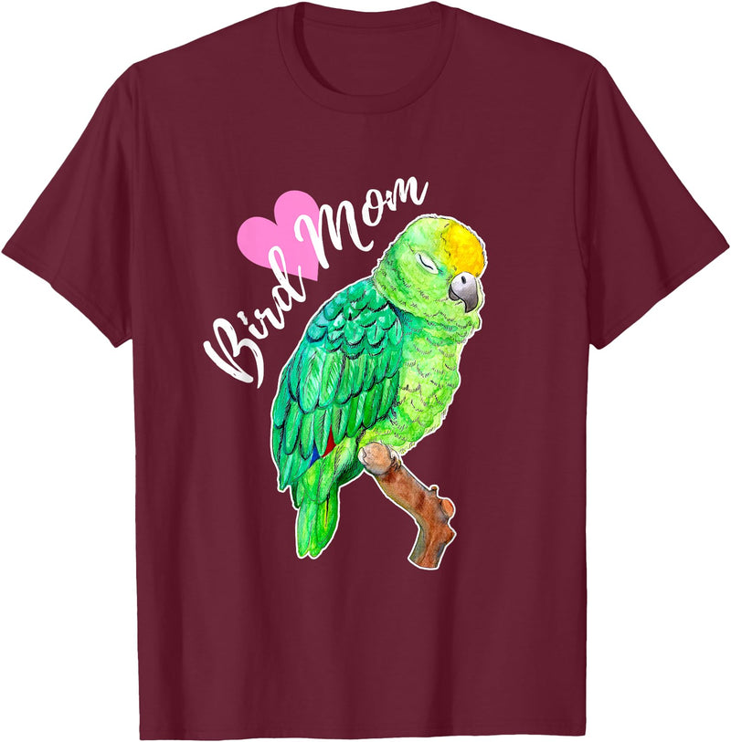 Parrot and Pet Bird Owners Amazon Parrot Lover Bird Mom Watercolor T-Shirt - Burgundy