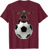 Behrbones Clothing Bear Goalie On Soccer Ball - by Behrbones T-Shirt - Burgundy