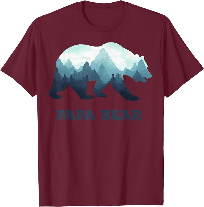 Dramabite Papa Bear Wildlife Father's Day Gift for Dad, Daddy or Dada T-Shirt - Burgundy