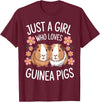 Just a Girl Who Loves Guinea Pigs Guinea Pig For Girls Teenagers Guinea Pigs Adoption T-Shirt - Burgundy