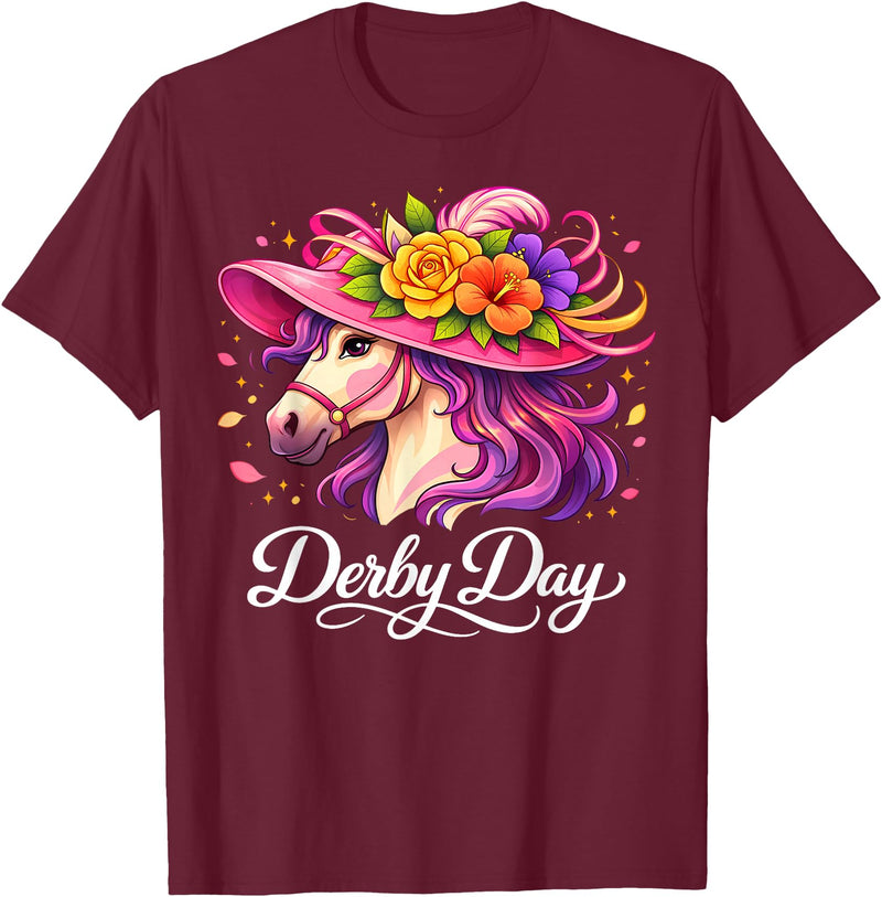 Funny Outfit Men Women 2026 Horse Racing Funny Derby Day 2026 Horse Racing T-Shirt - Burgundy