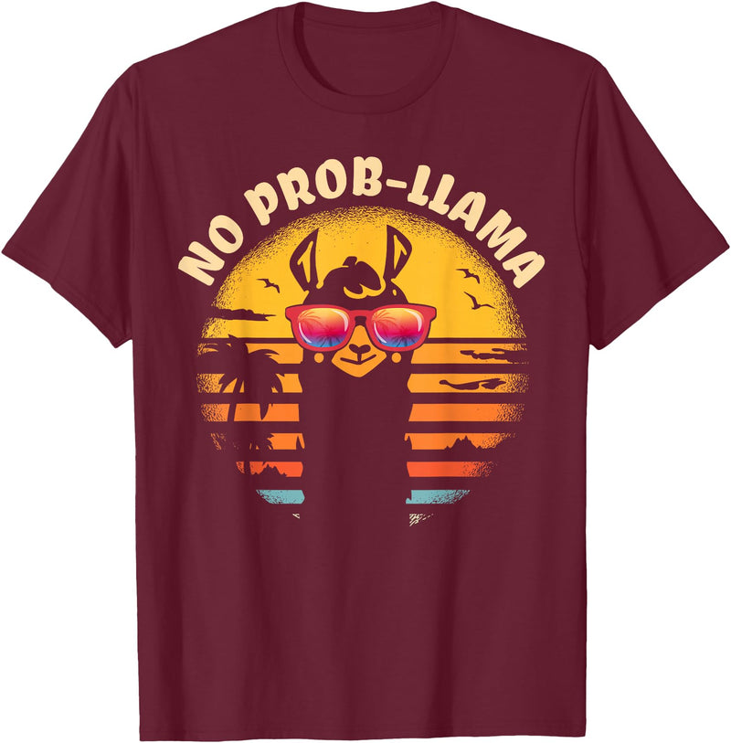 Retro No Prob-Llama & Alpaca Lover Gifts Retro NO Prob-Llama Gift - Vintage Llama Alpaca T-Shirt - Burgundy