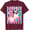 Funny Summerween Ghost Summer Halloween Vacation Summerween Funny Ghost Halloween Summer Floating in Flamingo T-Shirt -