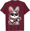 Easter Bunny Rabbit Playing Ukulele Player Musician Hawaii T-Shirt in Burgundy