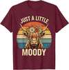 Just A Little Moody Funny Cow Tee Highland Cow Vintage Flower Funny Farm Farmer T-Shirt - Burgundy