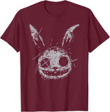Evil Scary Bunny Rabbit Alt Goth Grunge Horror Aesthetic T-Shirt in Burgundy