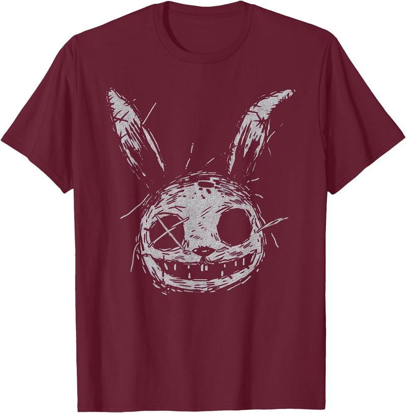 Evil Scary Bunny Rabbit Alt Goth Grunge Horror Aesthetic T-Shirt in Burgundy