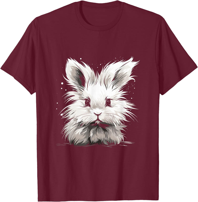 Angora Rabbits Owners Furry Rabbit T-Shirt in Burgundy