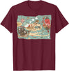 Mel & Bear Treasure Map Ship Sharks Pirates & Skulls Shirt Boys Kids T-Shirt - Burgundy