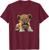 Lion Cubs Cute Lion Shirt Lions Lovers Gifts Lion Cub Angry Lion Lovers Lion Shirt Boys Girls Male Lions T-Shirt - Burgundy