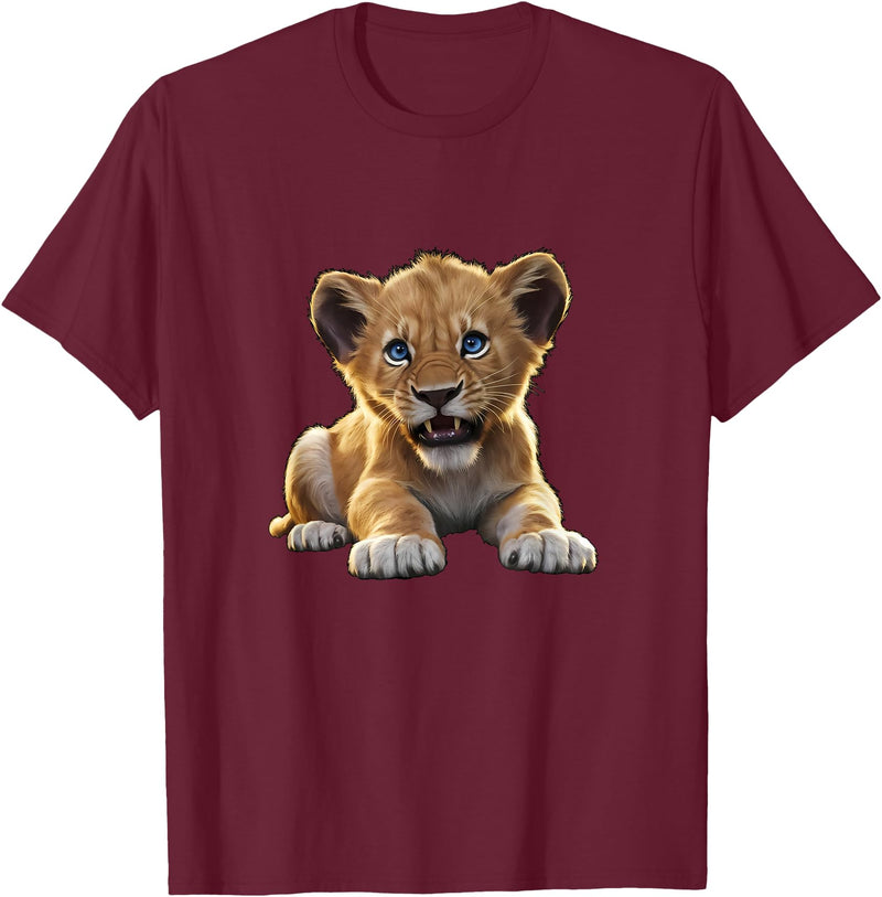 Lion Cubs Cute Lion Shirt Lions Lovers Gifts Lion Cub Angry Lion Lovers Lion Shirt Boys Girls Male Lions T-Shirt - Burgundy