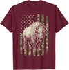 Usa Patriot American Bison Western Bufallo Bison USA Flag American Buffalo 4th of July T-Shirt - Burgundy