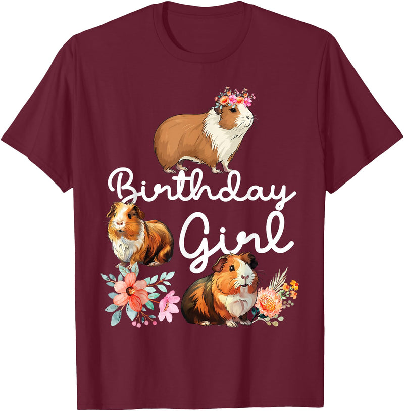 Cute Guinea Pig Lover HS0 Guinea Pig Birthday Girl T-Shirt - Burgundy