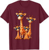 Zoo Family Funny Giraffe Animal Gifts Giraffe Family Sunglasses Safari Zoo Animal Lover Giraffes T-Shirt - Burgundy