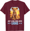 Lions Lion Lovers Shop Just a Girl who loves Lions Lion T-Shirt - Burgundy