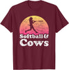 Softball and Cows Apparel Co Softball and Cows Women or Girls Cow T-Shirt - Burgundy