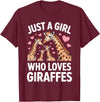 Giraffe Gift For Giraffe Lover Accessories & Stuff Funny Giraffe Design for Women Girls Safari Giraffe Lovers T-Shirt - Burgundy
