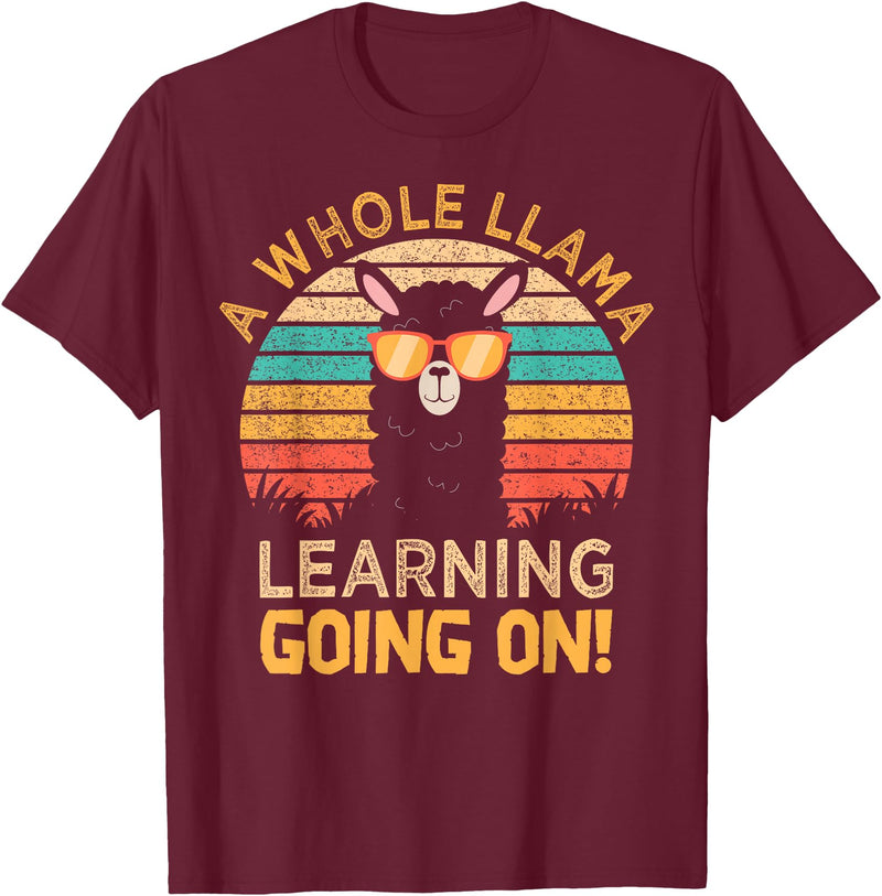 Students & Teachers Designs. A Whole Llama Learning Going on! Students and Teachers T-Shirt - Burgundy