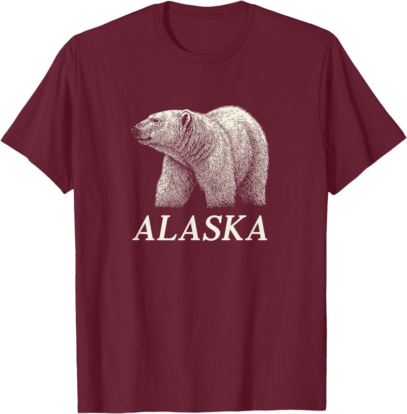 Alaska Souvenirs Shop Alaska Polar Bear Graphic T-Shirt - Burgundy
