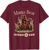 Mama Bear Queen of the Den Products Mama Bear Queen of the Den – Mother with Cubs and Family T-Shirt - Burgundy