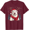 Funny Polar Bear Christmas Santa Hat Outfits Polar Bear Reindeer Santa Hat Christmas Pajama Funny Xmas T-Shirt - Burgundy
