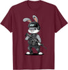 Armed Bunny Easter Military Rabbit Graphic for Men T-Shirt in Burgundy