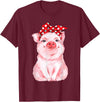 Nettes Schwein mit Kopftuch Komisch vio Cute Pig with Headscarf Funny T-Shirt - Burgundy