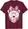 Polar Bear Bubblegum Polar Bear Wearing Glasses and Blowing Pink Bubble Gum T-Shirt - Burgundy